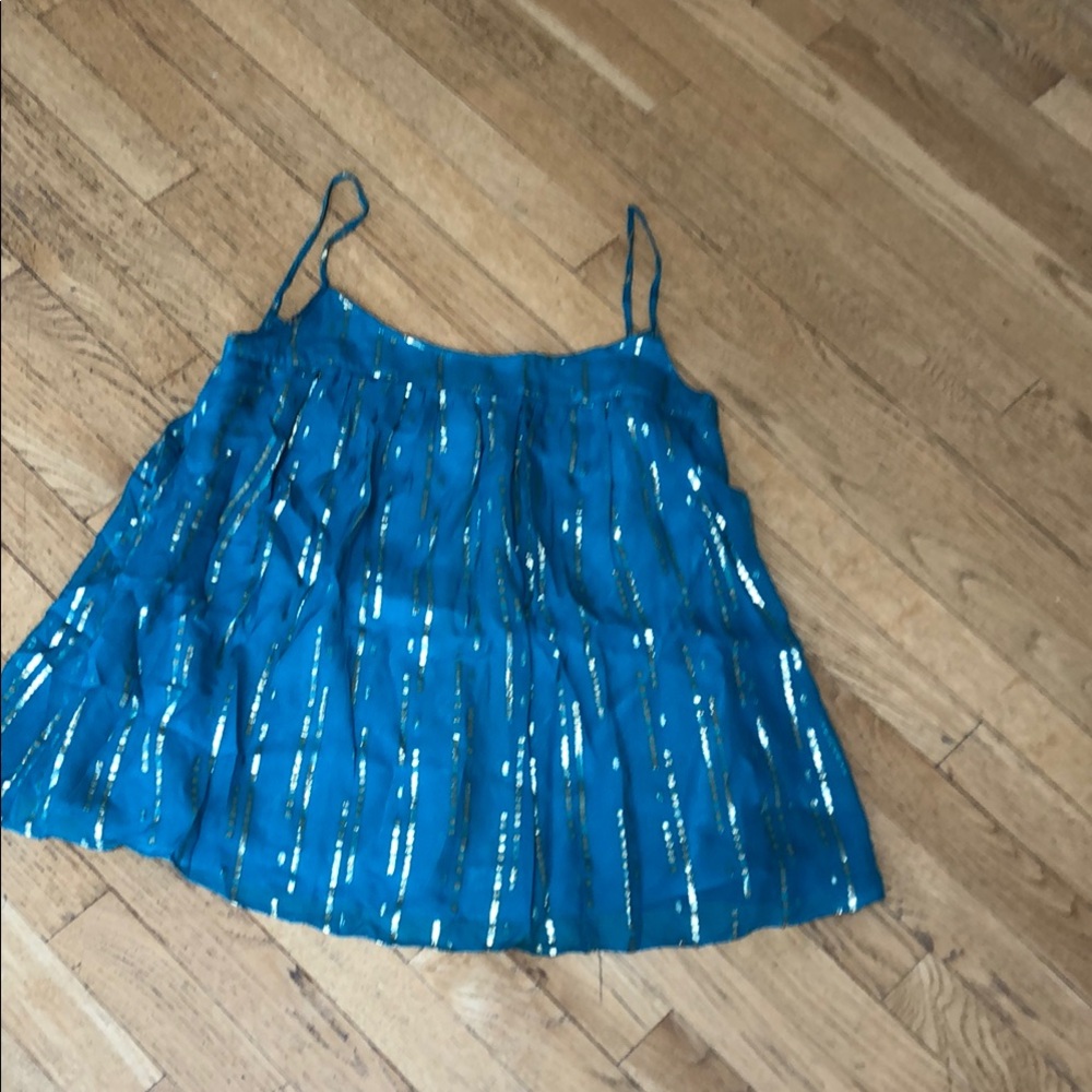 Blue Sequin Tank Top